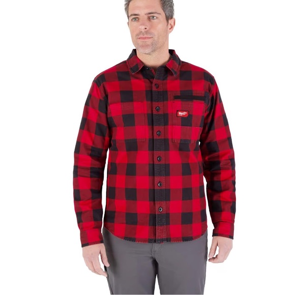 ❤️MILWAUKEE TOOL- Red Gridiron Flannel Shirt, NWT